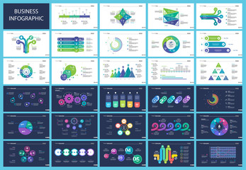 Wall Mural - set of workflow and strategy concept infographic charts. business diagrams for presentation slide te