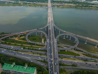 Aerial View of Transport Moving at Highway