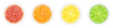 Realistic 3d Vector Illustration Set Of Sliced  Orange, Grapefruit, Lemon, And Lime.  Colourful Citrus Background.