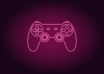 Wall Mural - Neon icon of Pink Joystick, vector