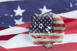 Piggy bank with USA flag