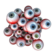 Eyeball Cluster, Creepy Cluster Of Bloody Halloween Eyeballs, 3D Rendering