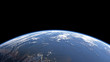 Earth view from space or spacestation in low orbit with clouds and atmosphere, 3D Rendering