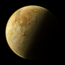 Fictional Nameless Planet, 3D Rendering Of A Sandy And Rocky Planet Somewhere In Space