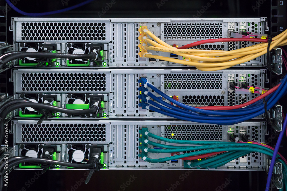Back view of servers in a server room Stock Photo | Adobe Stock
