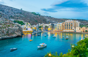 Sticker - Night view of Xlendi, Gozo, Malta