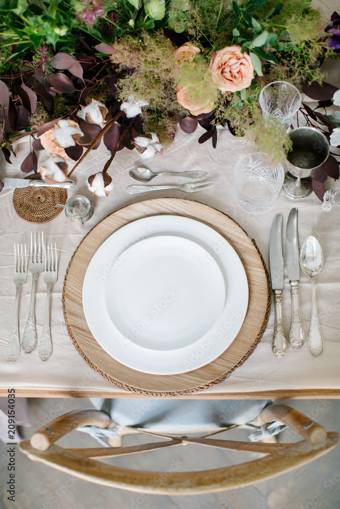 Blue and gold table setting Stock Photo | Adobe Stock
