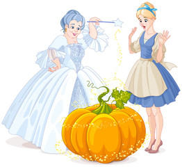 Canvas Print - Fairy Godmother & Cinderella