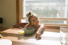 Little Girl Eating Cereal