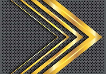 Abstract golden arrow overlap on circle mesh design modern luxury futuristic background vector illustration.