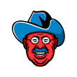 Mascot icon illustration of head of Theodore Roosevelt, American president and commander of Rough Riders viewed from front on isolated background in retro style.