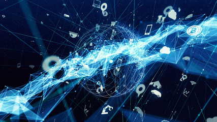 Poster - IoT(Internet of tThings) concept. Wireless communication network.