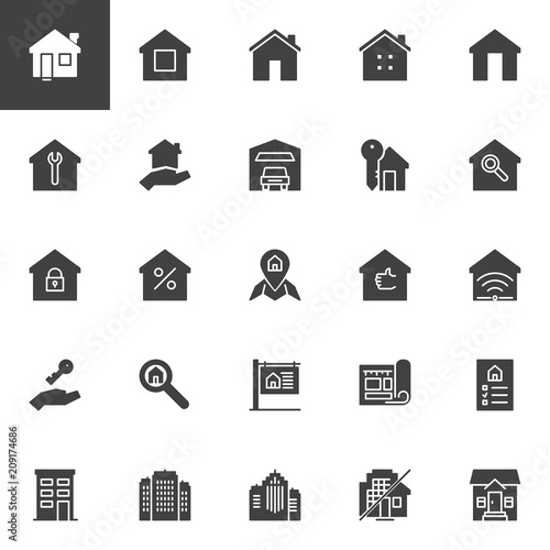 Fotografía Real estate vector icons set, modern solid symbol collection, filled style pictogram pack