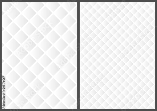 White 3D Grid Texture in Two Variations - Modern Diagonal Pattern on White Ba...