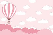 Pink Balloon On Bright Blue Sky Background - Balloon Artwork For International Balloon Festival - Illustration