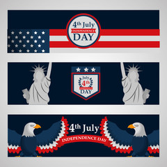 Wall Mural - american independence day banners national celebration vector illustration