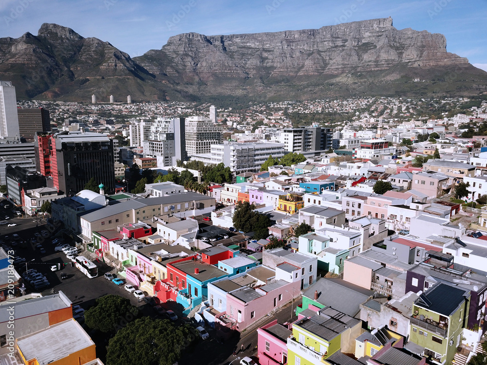 Aerial view of Cape Town towards Table Mountain