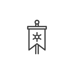 medieval vertical flag outline icon. linear style sign for mobile concept and web design. knight fla