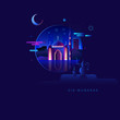 Eid Mubarak Greeting Card in Arabic illustration in a contemporary style specially for Eid time greeting cards