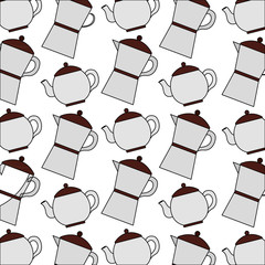 Poster - coffee maker and teapot kettle pattern decoration vector illustration