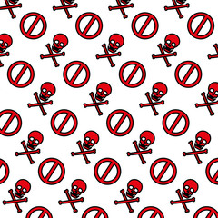 Sticker - color darger skull symbol and forbidden sign background