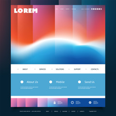 Wall Mural - website design template for your business with colorful striped pattern