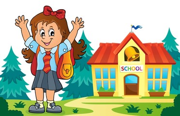 Sticker - Happy pupil girl theme image 6