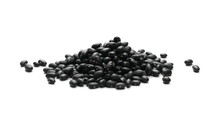 Organic Black Beans Pile, Isolated On White Background