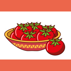 Canvas Print - bowl with red tomatoes fresh mexican food vector illustration