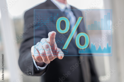 Fotomural Man touching digital interest rates data