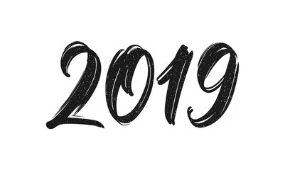 Wall Mural - vector illustration: handwritten brush lettering of 2019. happy new year. chines calligraphy.