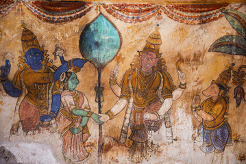  Nayaka painting on the inside wall of the cloister mandappa. Brihadishvara Temple, Thanjavur, Tamil Nadu