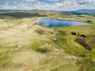Wall Mural - aerial view of the carno and garnlydan reservoirs near the town of ebbw vale in the south wales vall