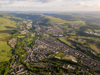 Wall Mural - aerial view of the town of ebbw vale in the south wales valleys