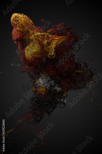 Fényképezés 3d render background with a lot of particles