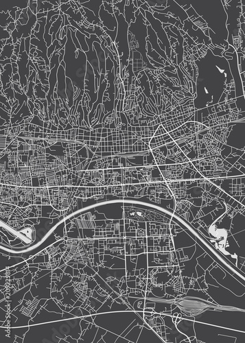 Fotomural Zagreb city plan, detailed vector map