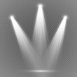 © vikusandra - Vector light sources, concert lighting,  set. Concert spotlight illuminated spotlights for web design illustration