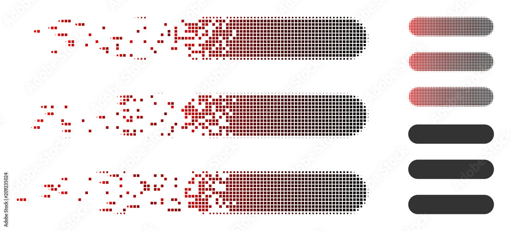 Vector stack icon in dispersed, dotted halftone and undamaged entire ...