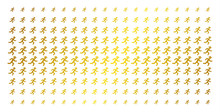 Running Gentleman Icon Golden Halftone Pattern. Vector Running Gentleman Shapes Are Organized Into Halftone Array With Inclined Golden Gradient. Constructed For Backgrounds, Covers,