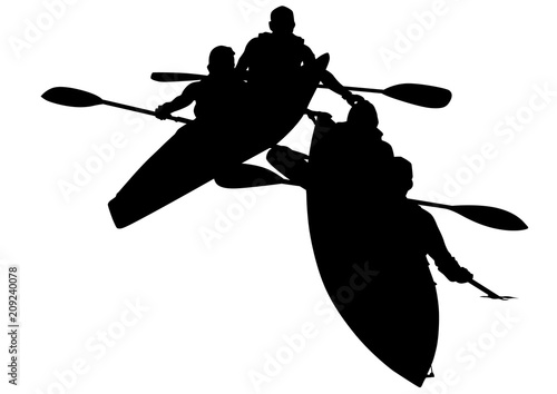 Cuadros en Lienzo Sports kayak with athletes on a white background