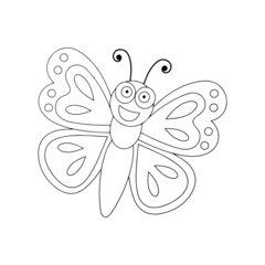 Wall Mural - Butterfly cartoon illustration isolated on white background for children color book