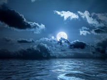 Full Moon Over The Ocean