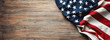 Leinwandbild Motiv United States Flag On Wooden Background