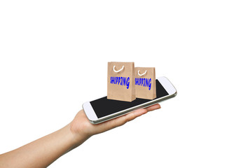 Mobile in Hand for Shopping Online E Business.