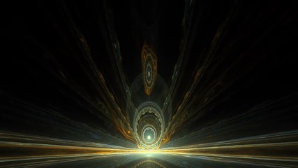 Poster - abstract colorful fractal in yellow and blue color