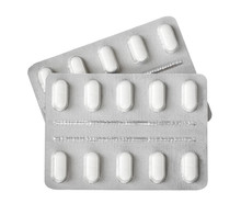 Silver Blister Packs Pills Isolated On White Background