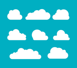 Wall Mural - clouds silhouettes. vector set of clouds shapes. collection of various forms and contours. design el