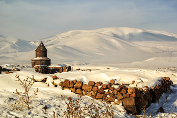 Wall Mural - Historical church in site of Ani. Ani is a ruined Armenian medieval city in today's Turkey.