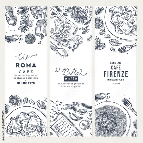 Fotomural Italian food vertical banner set