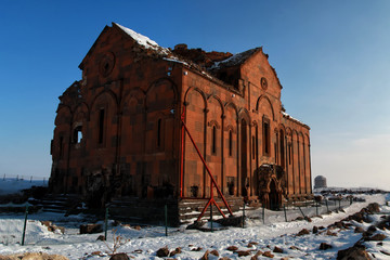 Wall Mural - Historical cathedral in site of Ani. Ani is a ruined Armenian medieval city in today's Turkey.